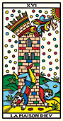 XVI LA MAISON DIEV • Tarot de Marseille Edition Mini-Millennium • Wilfried Houdouin 2020